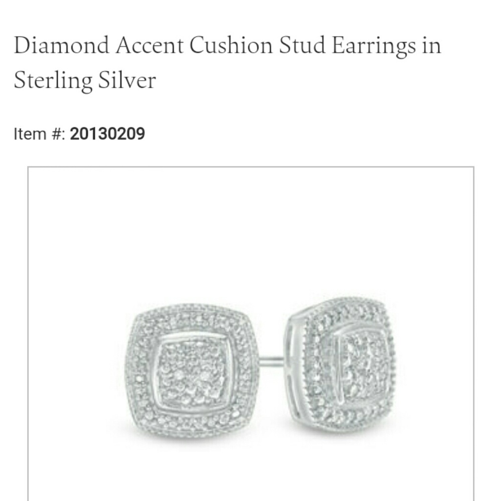Zales Cushion Sterling Silver and Diamond Studs
